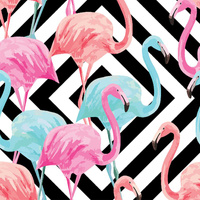 FLAMINGOS / ZICKZACK - Baumwoll Webware