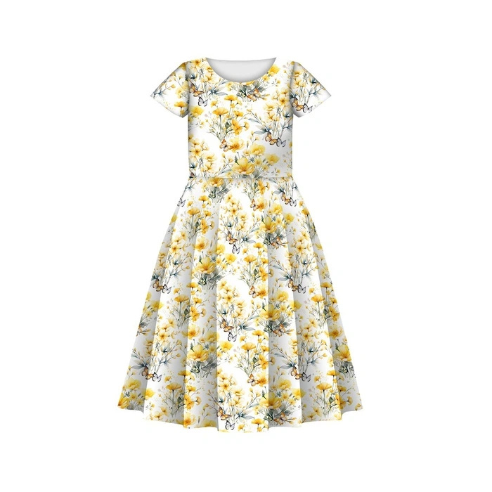 FLOWERS (BUTTER YELLOW) - viscose woven fabric