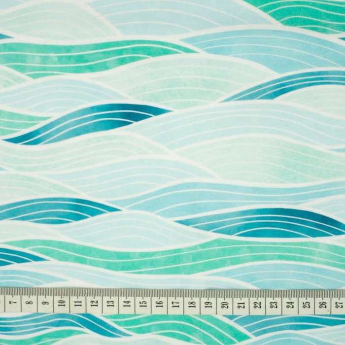 WAVES PAT. 2 / light blue - Cotton woven fabric