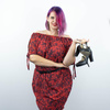KLEID "CARMEN" - WEIßE PUNKTE / rot - Krepp XS