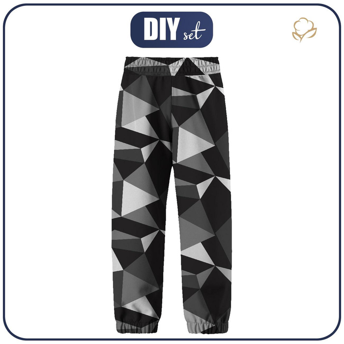 CHILDREN'S SOFTSHELL TROUSERS (YETI) - ICE PAT. 2 / black - white - sewing set (122/128)
