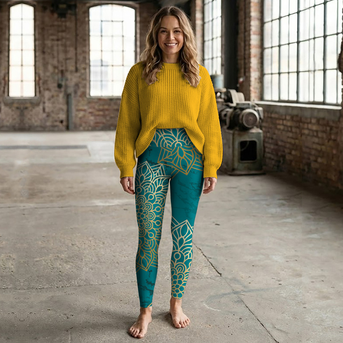 MANDALA pat. 5 / emerald - looped knit fabric