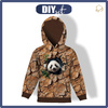 KID'S HOODIE (ALEX) - ANIMALS CRACKED pat.4 (panda) - looped knit fabric (122/128)