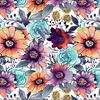 WATER-COLOR FLOWERS pat. 6 - Cotton woven fabric