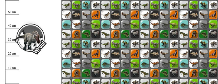 KAFELKI DINO WZ. 4 / tyranozaur - PANEL PANORAMICZNY SINGLE JERSEY (60cm x 155cm) 