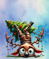 Christmas animal wz. 9 - panel (60cm x 50cm) teplákovina počesaná s elastanem ITY