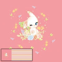 BUNNY PAT. 1 (CUTE BUNNIES) - panel (60cm x 155cm) looped knit