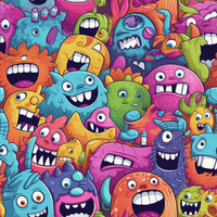 CRAZY MONSTERS WZ. 4 - tkanina bawełniana