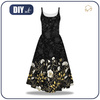 DRESS "ISABELLE" - FLOWERS (pattern no. 8) / black - sewing set S