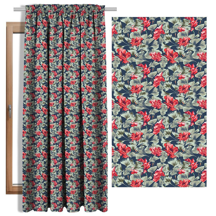 ROTE MOHNBLUMEN (ROTER GARTEN) - Nylonstoff PUMI