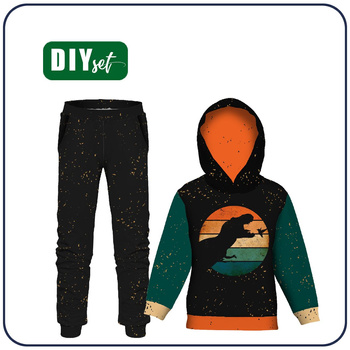 Children's tracksuit (OSLO) - TYRANNOSAURUS Pat. 2 / black - sewing set (146/152)