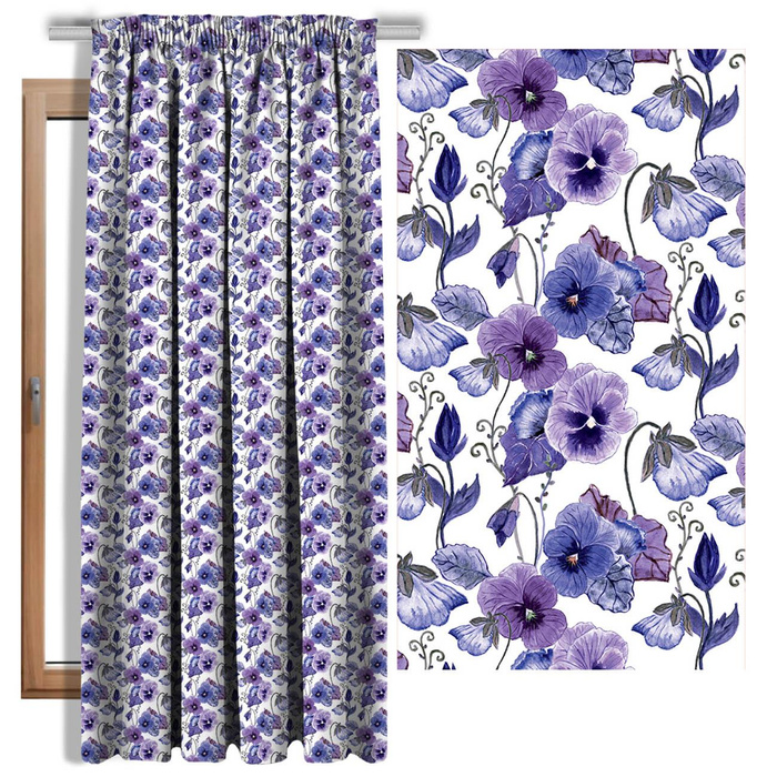 PANSIES (BLOOMING MEADOW) (Very Peri) - single jersey 120g