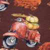KÜRBISSE AUF DEM SCOOTER (Bäume) / dunkelrot (KÜRBISGARTEN) - French Terry mit Elasthan