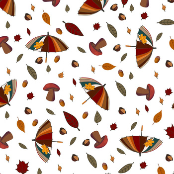 UMBRELLAS AND MUSHROOMS / white (RED PANDA’S AUTUMN) - light brushed knitwear