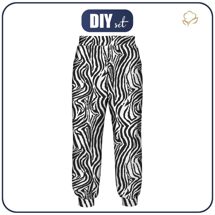 WOMEN'S JOGGERS (NOEMI) - ZEBRA / black-white - sewing set