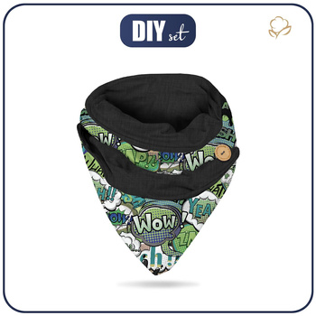 BUTTON SCARF - CAMOUFLAGE COLORFUL pat. 2 - sewing set