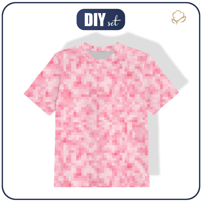 KID’S T-SHIRT - PIXELS pat. 2 / pink - Single Jersey (104/110)