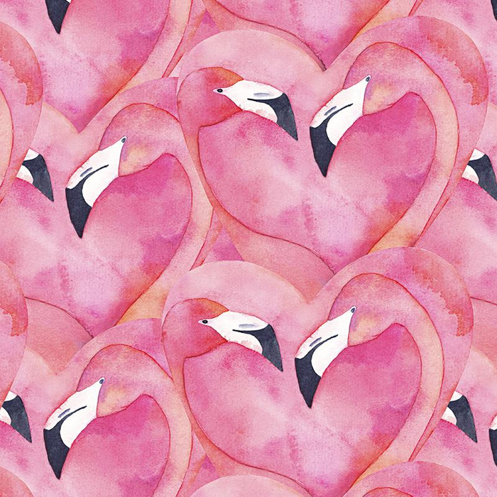 PINK FLAMINGOS - leichte Maschenware angeraut