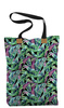 SHOPPER BAG - MINI LEAVES AND INSECTS PAT. 1 (TROPICAL NATURE) / black - Waterproof woven fabric - sewing set