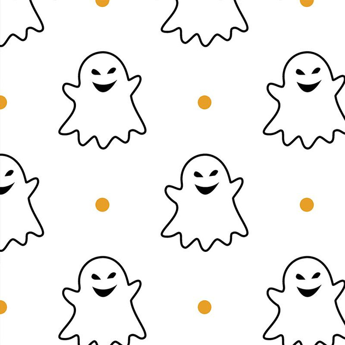 HALLOWEEN CONTOUR GHOSTS / white - Cotton woven fabric