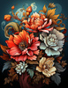 BOUQUET OF FLOWERS WZ.5 - panel (60cm x 50cm)- single jersey with elastane ITY
