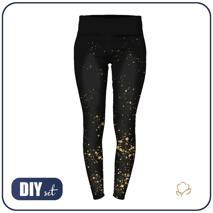 SPORTS LEGGINGS - GOLDEN DOTS / black - sewing set - S