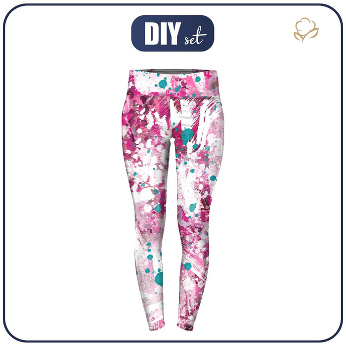 THERMO LEGGINSY DAMSKIE (GRETA) - PINK SPLATTER - zestaw do uszycia L
