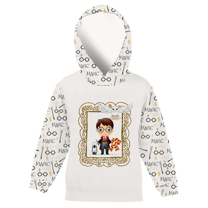 DĚTSKÁ MIKINA S KAPUCÍ (ALEX) - ČARODĚJ (KOUZELNÁ ŠKOLA) - teplákovina 110/116