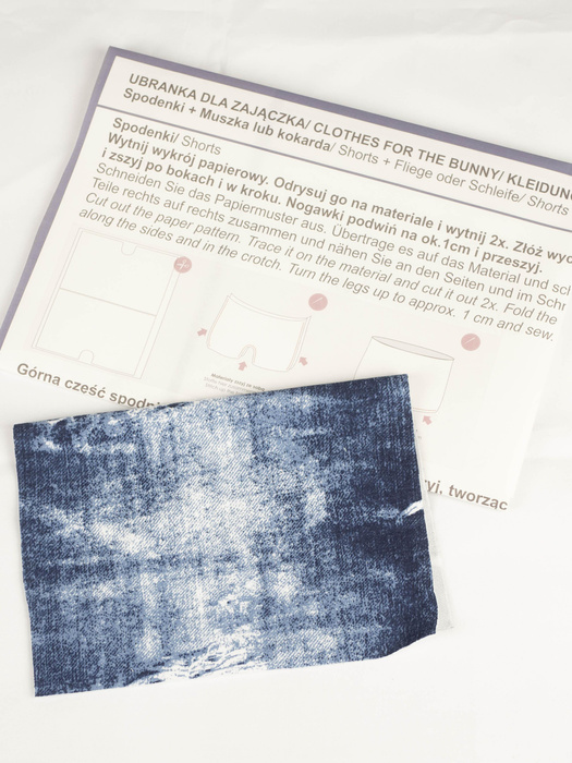 ŠORTKY + MOTÝLEK PRO KRÁLÍČKA - POTÍRANÝ JEANS - Sada šití