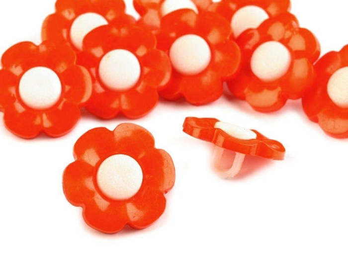Dětský knoflík skládací květ zelený Oranžový