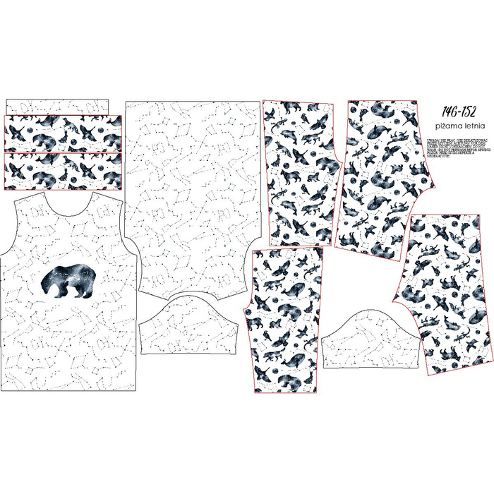 CHILDREN'S PAJAMAS "ADA" - BEAR / constellations - Bamboo Single Jersey with elastan (110/116)