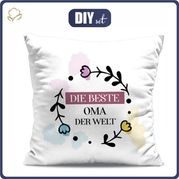 POLŠTÁŘ 45x45 - DIE BESTE OMA DER WELT / růžový - Sada šití