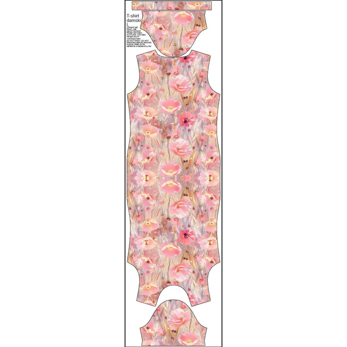 WOMEN’S T-SHIRT (XXS) - POPPIES pat. 3 - sewing set