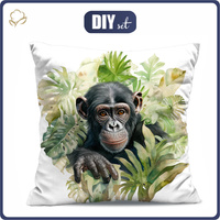 PILLOW 45X45 - WATERCOLOR MONKEY - Cotton woven fabric - sewing set