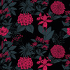 FLOWERS / viva magenta- single jersey with elastane ITY