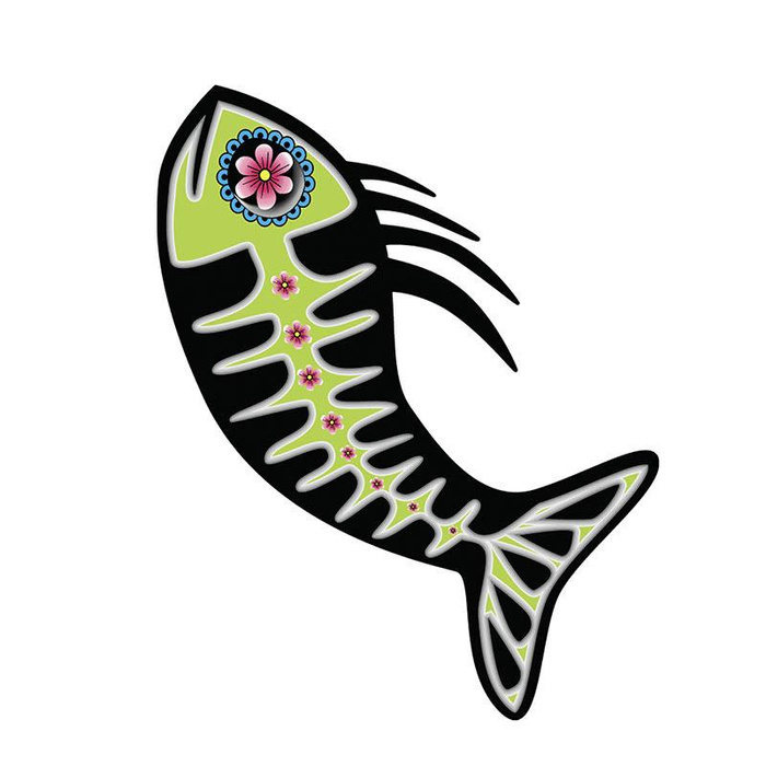 FISH BRUNO (DIA DE LOS MUERTOS) - panel 75cm x 80cm