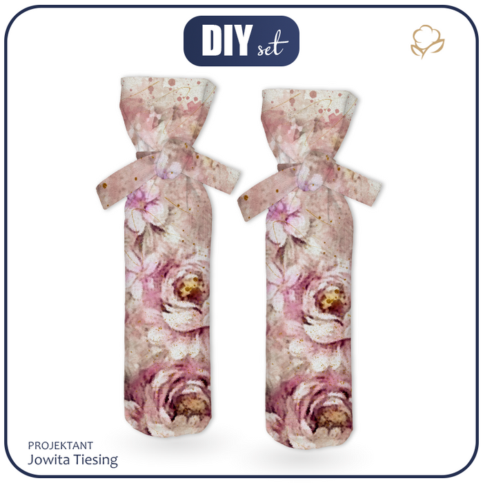 POKROWIEC NA BUTELKĘ - WATERCOLOR FLOWERS pat. 6 - DIY set