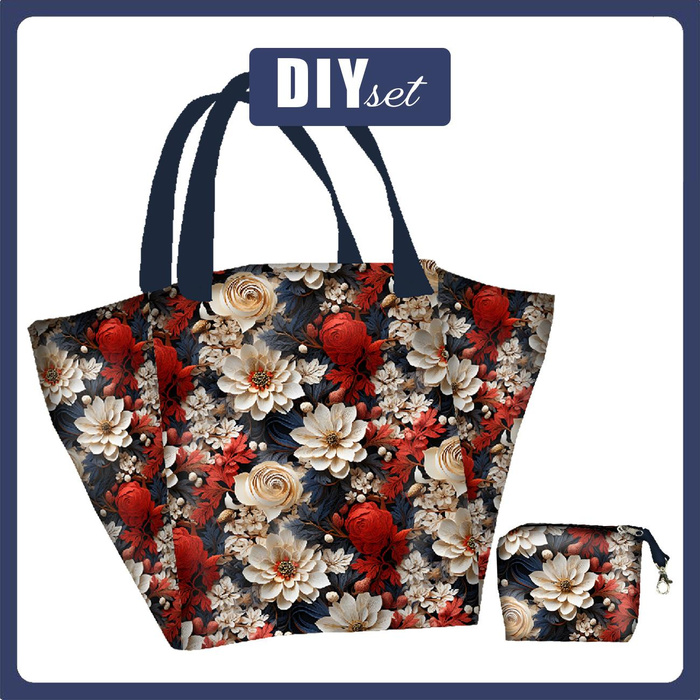 Torba XL z saszetką 2 w 1 - VIBRANT FLOWERS - zestaw do uszycia