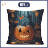 PODUSZKA 45X45 - HALLOWEEN PUMPKIN - welur tapicerski - zestaw do uszycia