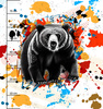 BEAR / SPECKS - panel (75cm x 80cm) Cotton woven fabric