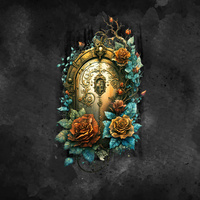 STEAMPUNK FLOWER TEMPLE - Paneel (60cm x 50cm) SINGLE JERSEY ITY