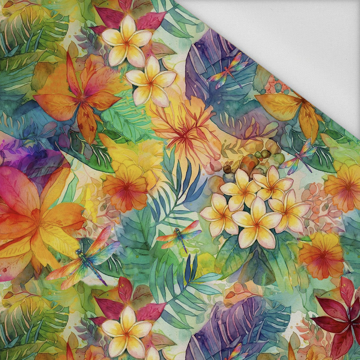 FLOWERS PAPAYA ORANGE WZ. 1 - quick-drying woven fabric