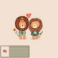 LIONS IN LOVE - panoramisches Paneel 60 cm