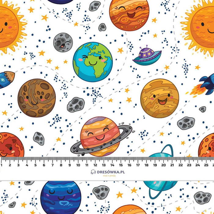 PLANETS / white - Hydrophobic brushed knit