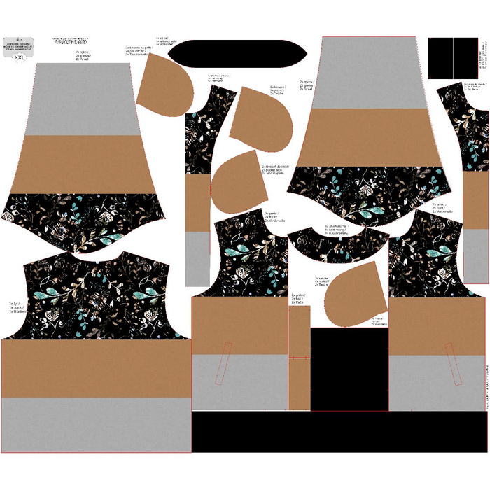 BOMBERKA DAMSKA (KAMA) - FOLKOWY FLORAL / BLOKI - zestaw do uszycia XXL