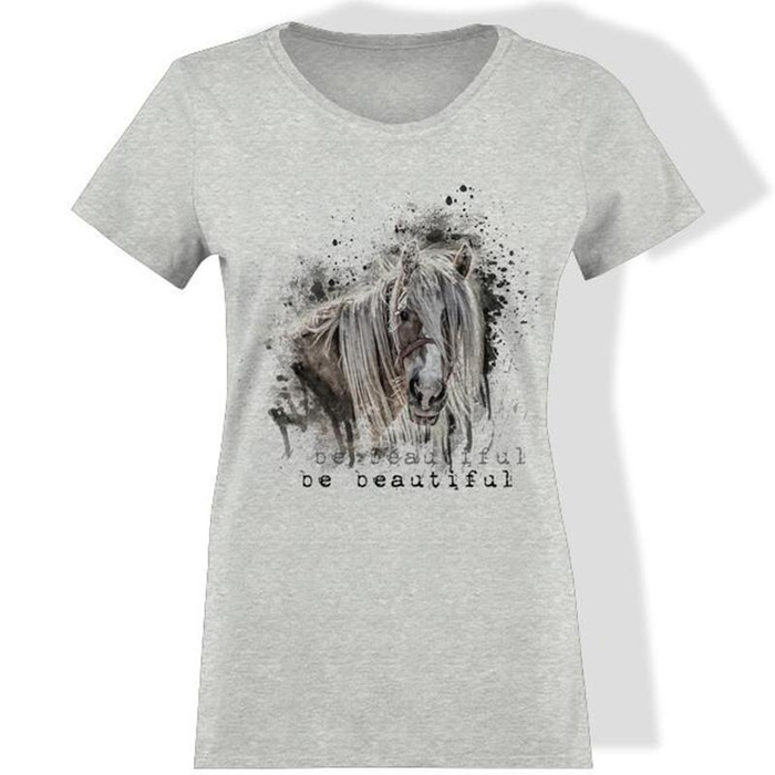 WOMEN’S T-SHIRT - BE BEAUTIFUL (BE YOURSELF) / melange light grey - single jersey