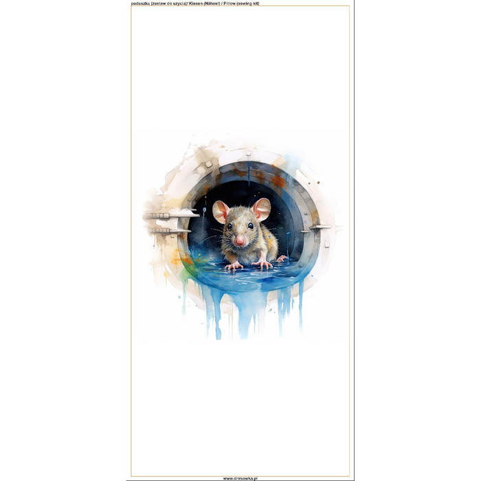 PILLOW 45X45 - WATERCOLOR RAT - front + back