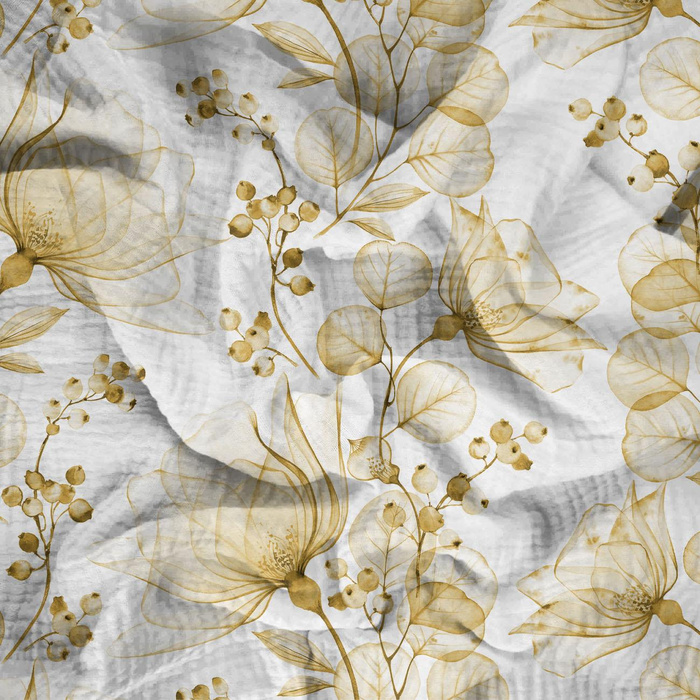 BLUMEN Ms. 4 (gold) - Baumwoll Musselin