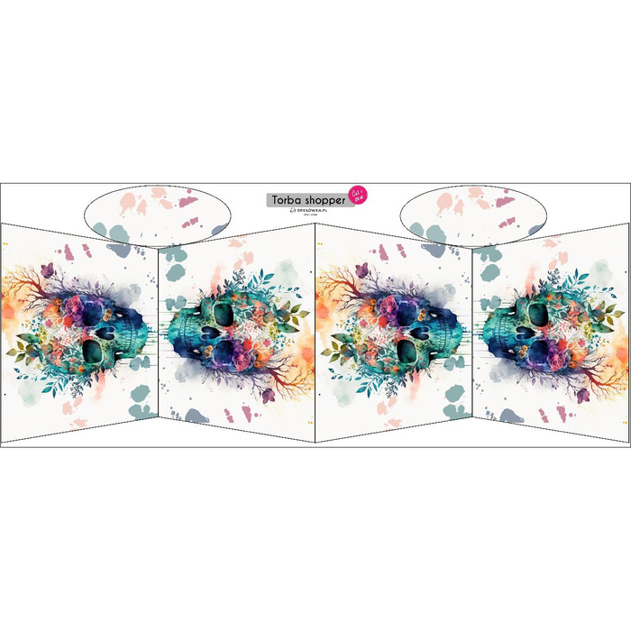 TOTE BAG - WATERCOLOR SKULL - sewing set