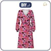 WRAP MIDI DRESS (BIANCA) - FLOWERS MIX (IN THE MEADOW) - sewing set XL